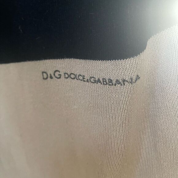 VINTAGE DOLCE & GABBANA BLACK & TAN KNIT SHORT SLEEVE TOP 44 EURO M/L - Picture 7 of 13